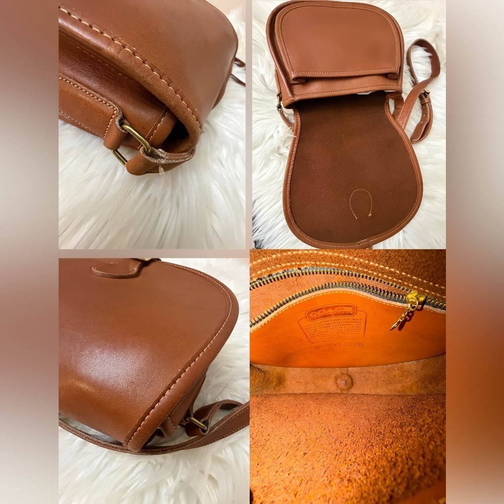 RARE Vintage Coach Saddle Bag Tan Leather Crossbody Bag - Picture 6 of 9